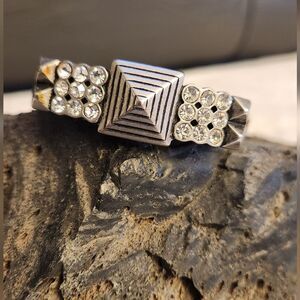 Lia Sophia "Confidant" Gray colour faux leather with cut crystal bracelet